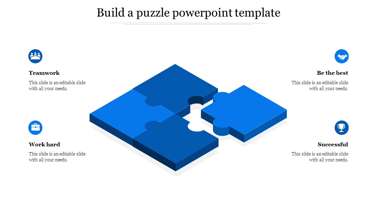 build a puzzle powerpoint template-Blue